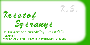 kristof sziranyi business card